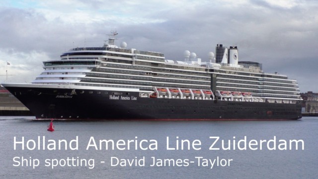 Holland & America cruise ship Zuiderdam, sailing into the Tyne