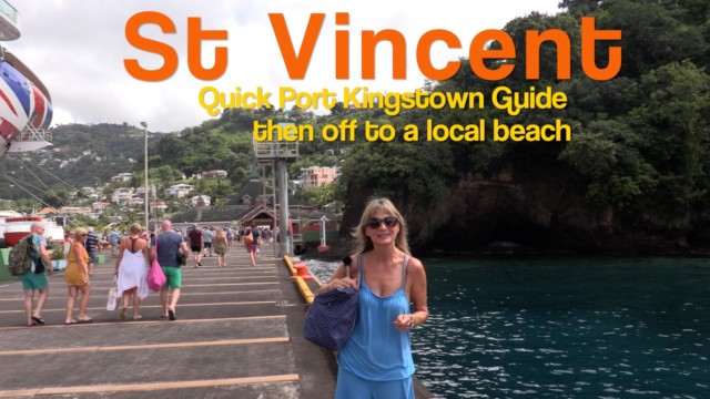 St Vincent, Kingstown and white sand beach by local bus