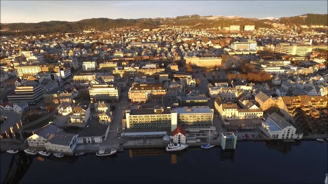 HAUGESUND, Norway. Over view from the air DRONE