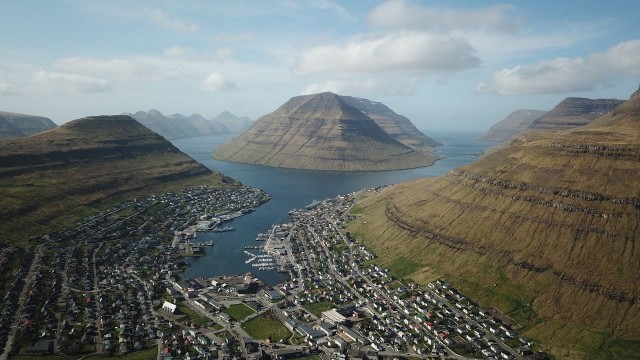 KLAKSVIK, Faroe Islands - overview from the air by DRONE