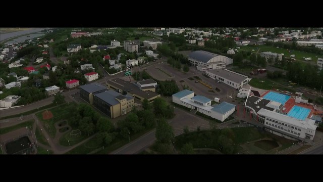 AKUREYRI, Iceland overview from the air by DRONE