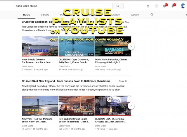 Our YouTube Channel has ports and destinations in cruise route playlists