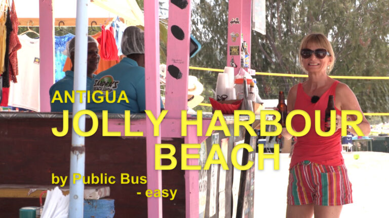 Antigua Jolly Harbour Beach – top marks, $2 on the public bus !